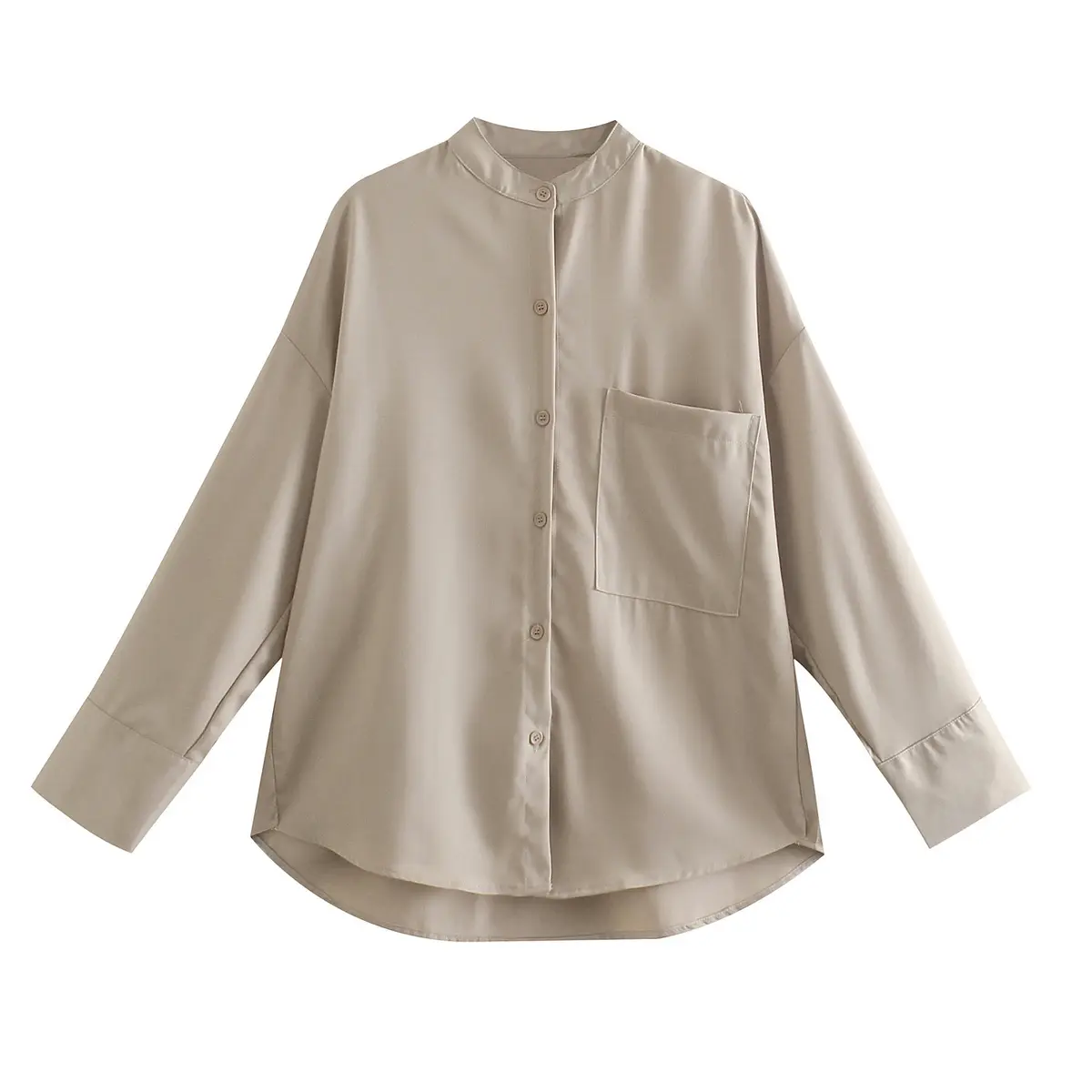 Round Neckline Satin Blouse_4
