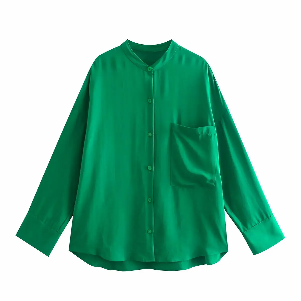 Round Neckline Satin Blouse_7