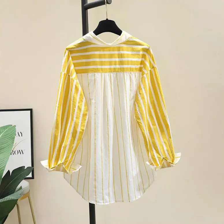 Mellow Yellow Striped Button-Down Blouse_1