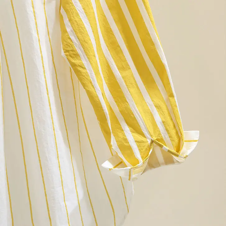 Mellow Yellow Striped Button-Down Blouse_4