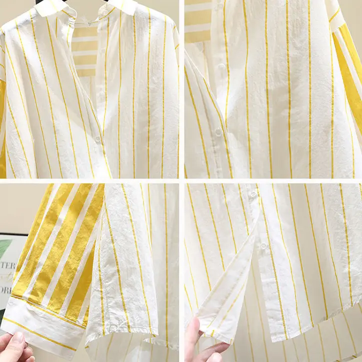Mellow Yellow Striped Button-Down Blouse_5
