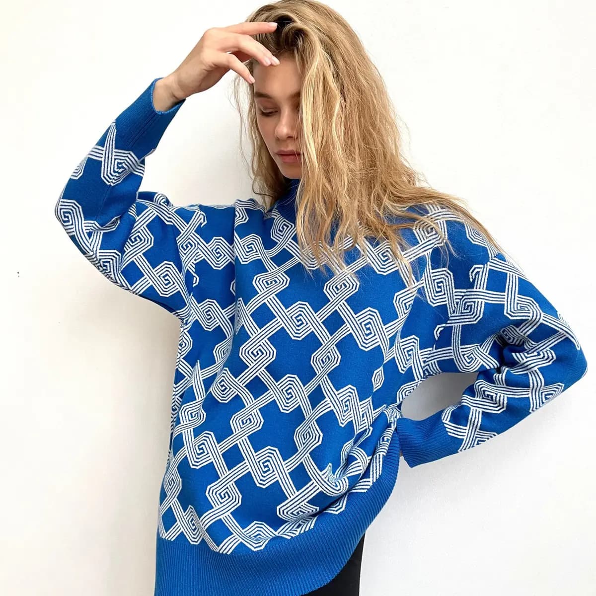 Mock Neck Maze Sweater_4