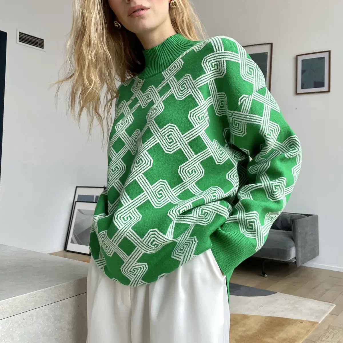 Mock Neck Maze Sweater_5