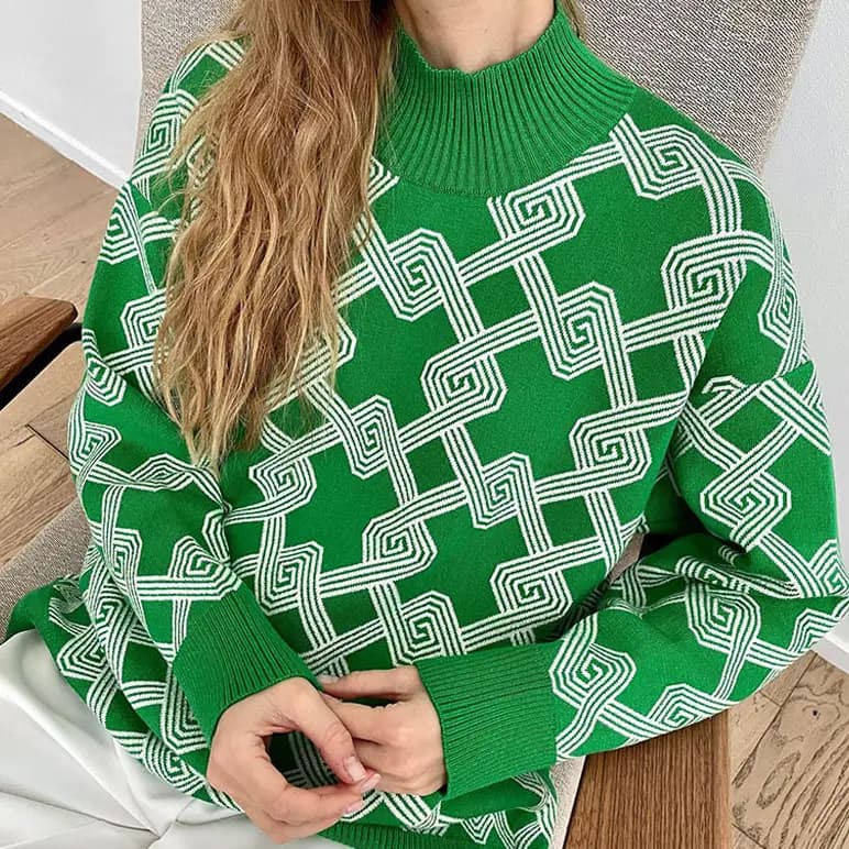 Mock Neck Maze Sweater_8
