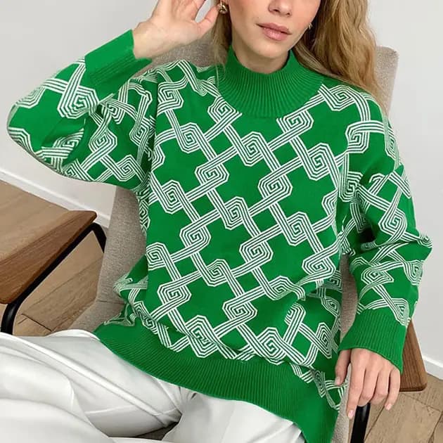 Mock Neck Maze Sweater_10