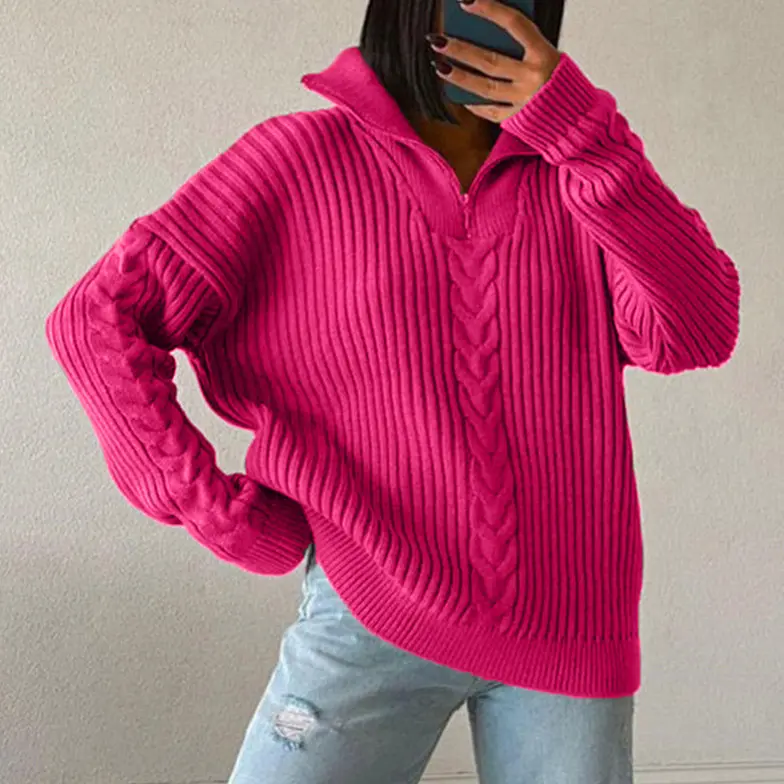 Y2K knitted cardigan with zip collar_11