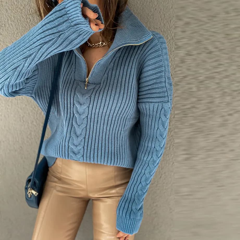 Y2K knitted cardigan with zip collar_14