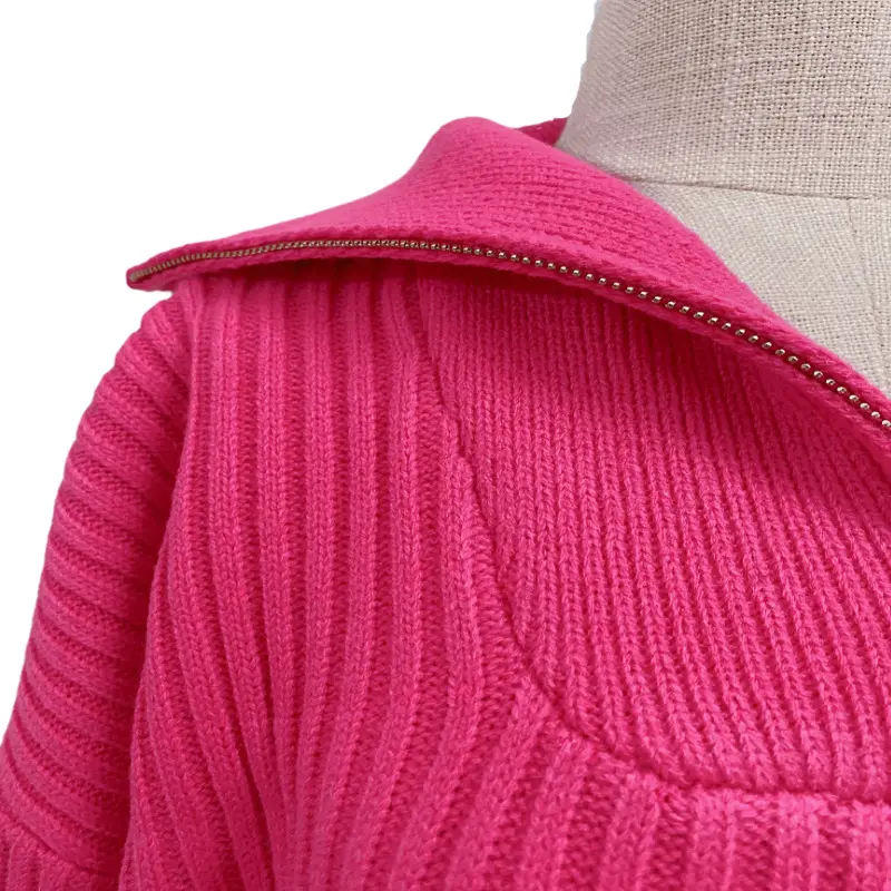 Y2K knitted cardigan with zip collar_3