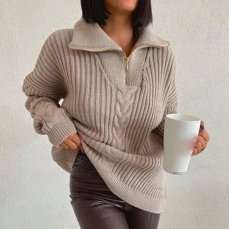 Y2K knitted cardigan with zip collar_5