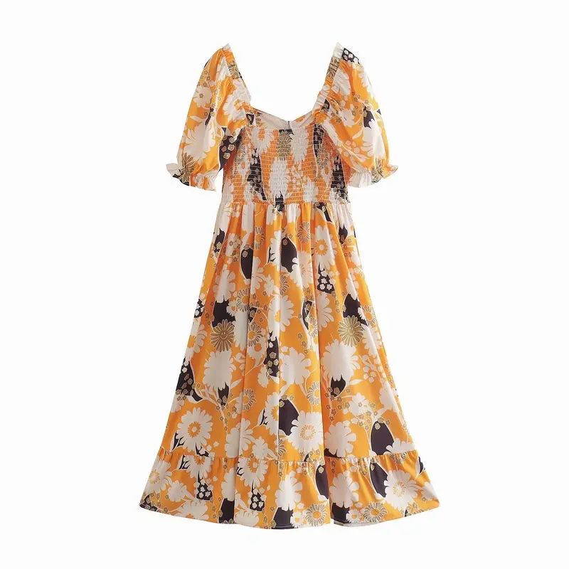 Puff Sleeve Floral Smock Dress_7