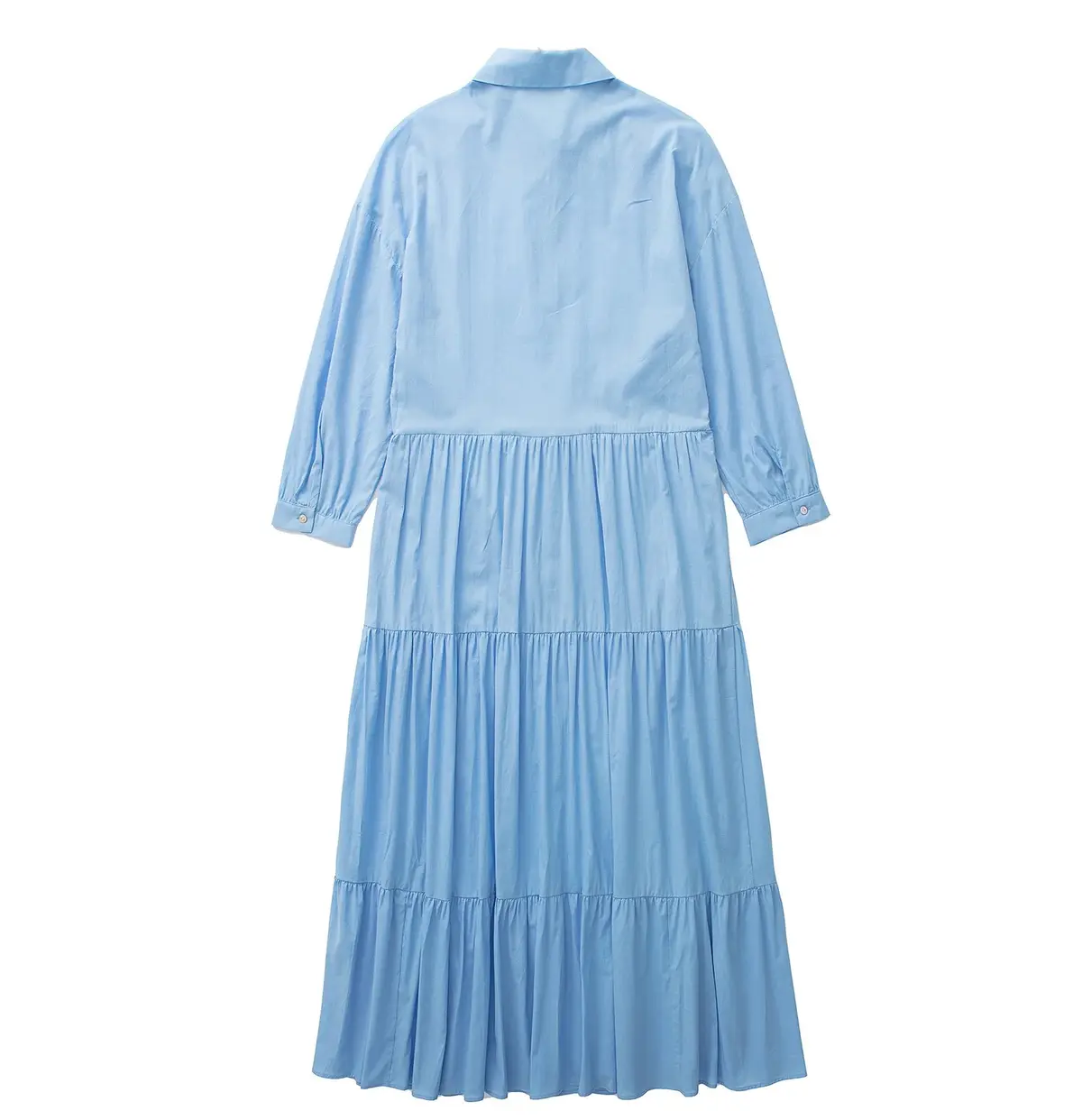 Sky Blue Tiered Collard Smock Dress_1