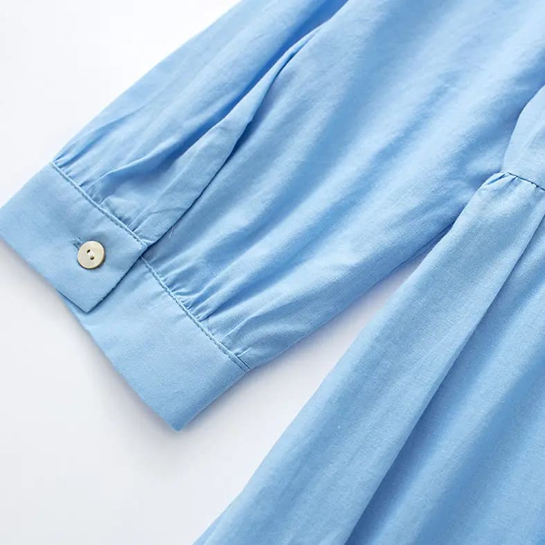 Sky Blue Tiered Collard Smock Dress_3