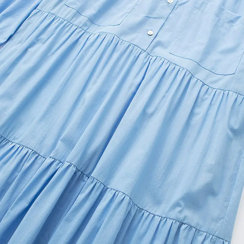 Sky Blue Tiered Collard Smock Dress_9