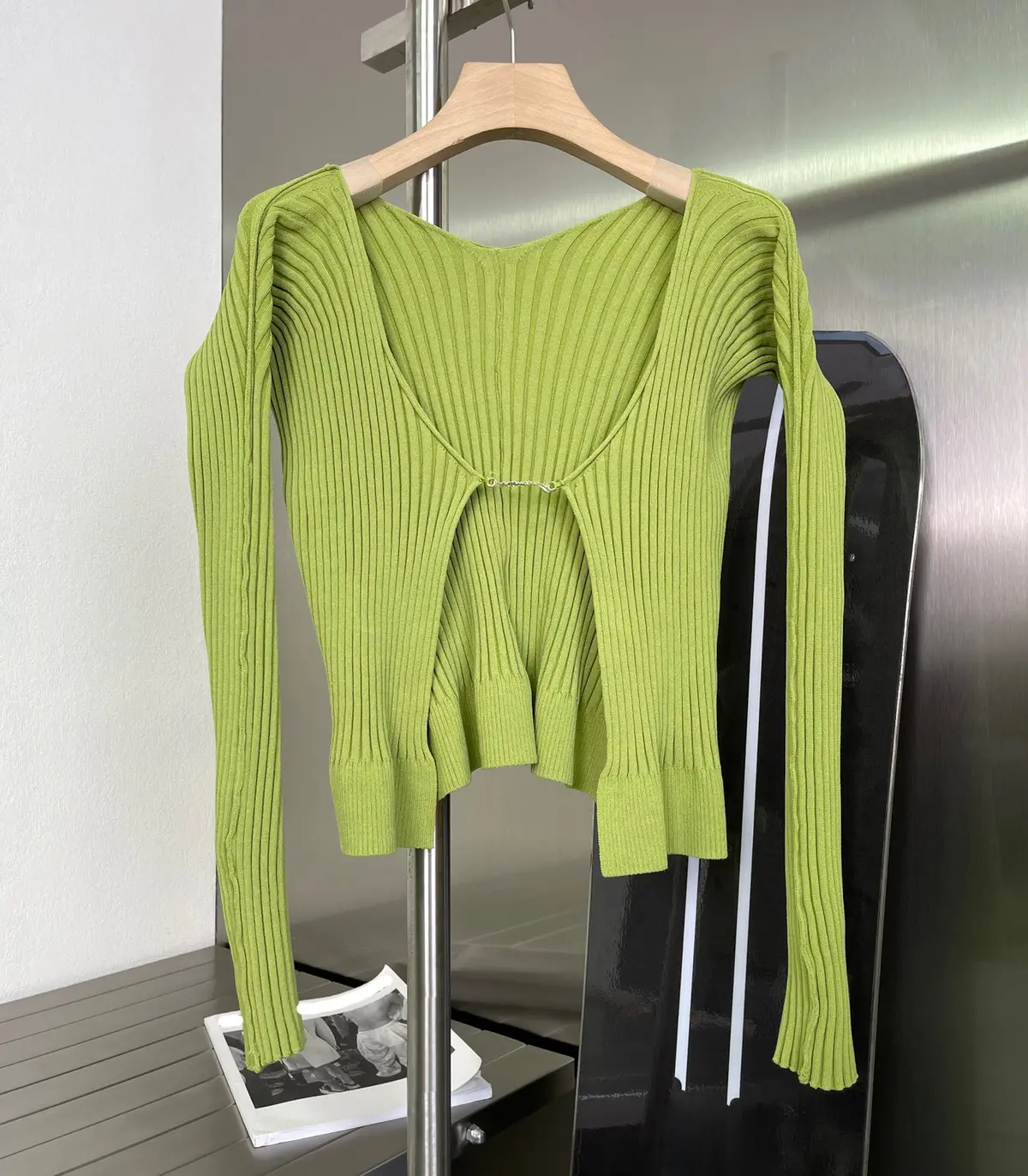 Y2K Tie Front Rib-knit Cardigan_11