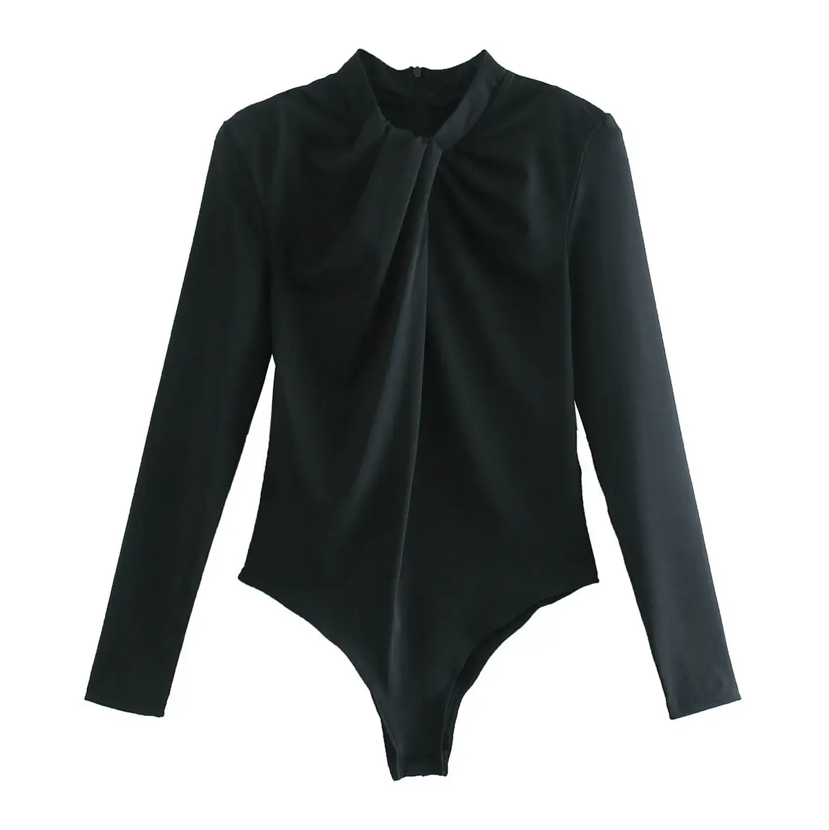 O Neck Long Sleeve Body Suit-Black