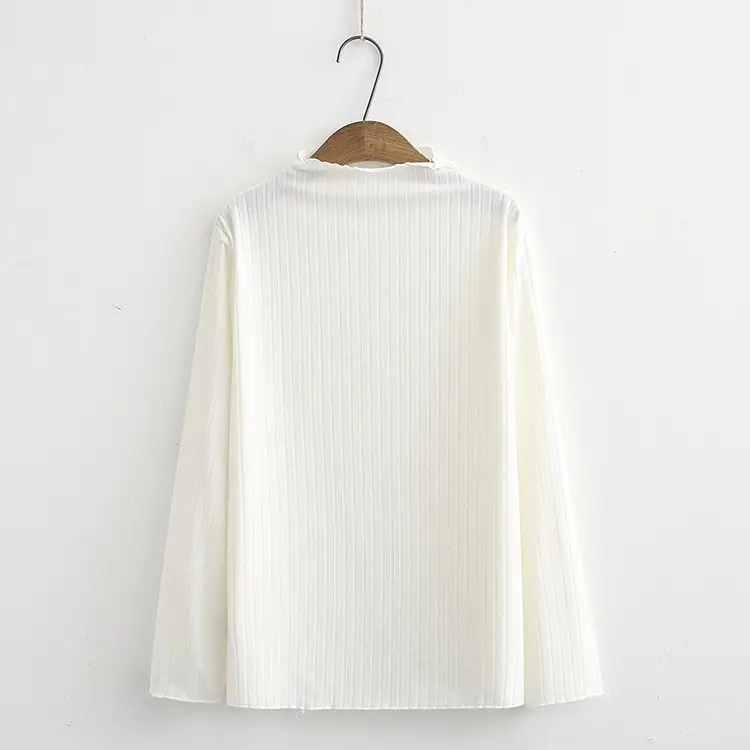 Plus Size Fitted Ribbed Long-Sleeve T-Shirt15_White