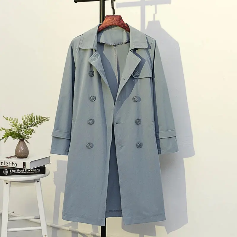 Womens Plus Size Pastel Trench Coat_5_Blue