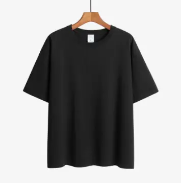 Round neck drop shoulder t-shirt_9_Black