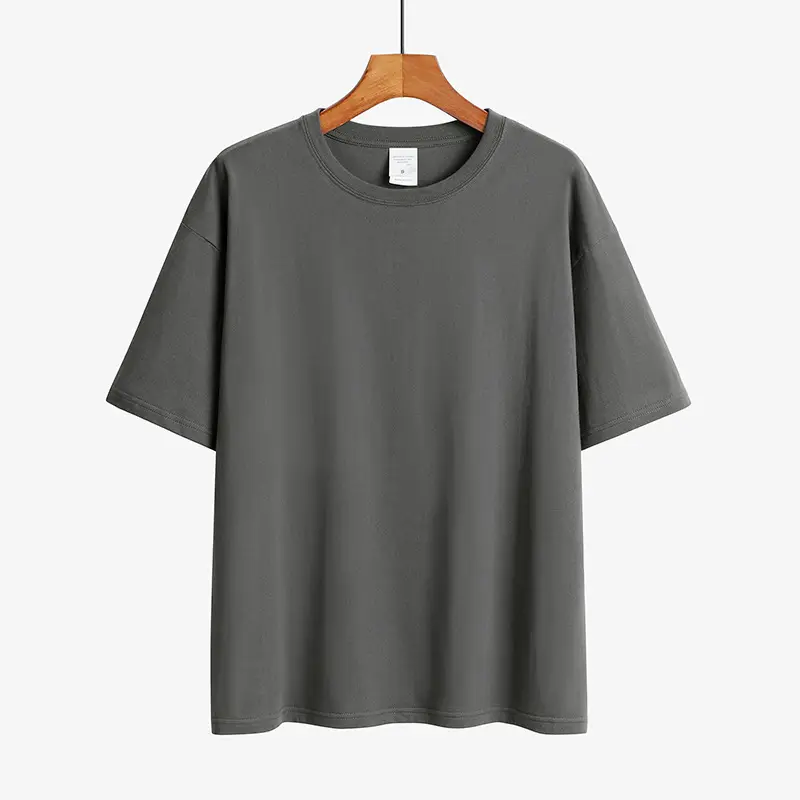 Round neck drop shoulder t-shirt_3_DarkGrewy