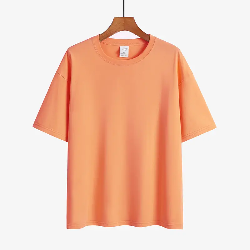 Round neck drop shoulder t-shirt_4_Orange