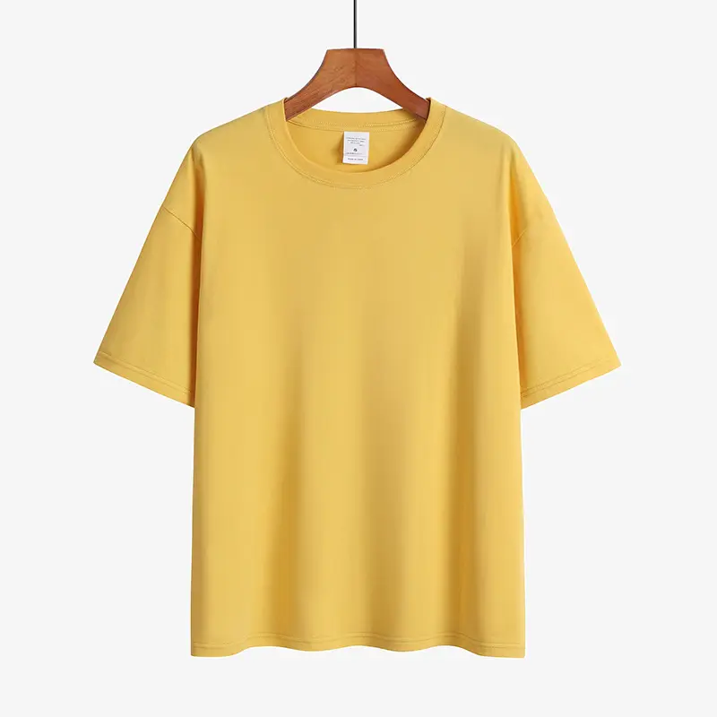 Round neck drop shoulder t-shirt_5_Yellow