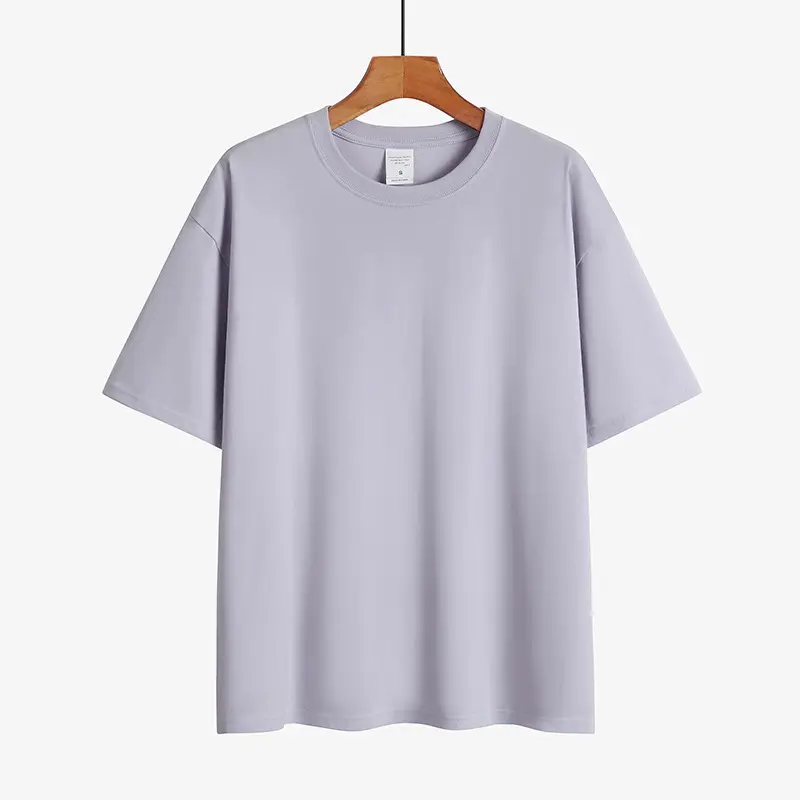 Round neck drop shoulder t-shirt_11_LightPurple