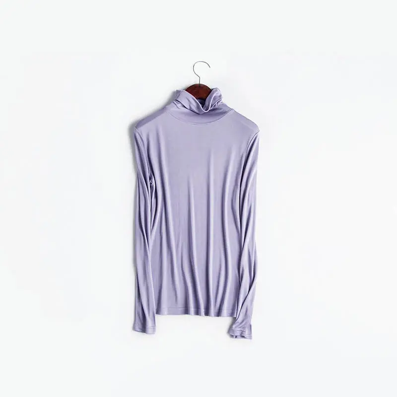 Long Sleeve Silky Turtleneck Blouse_4