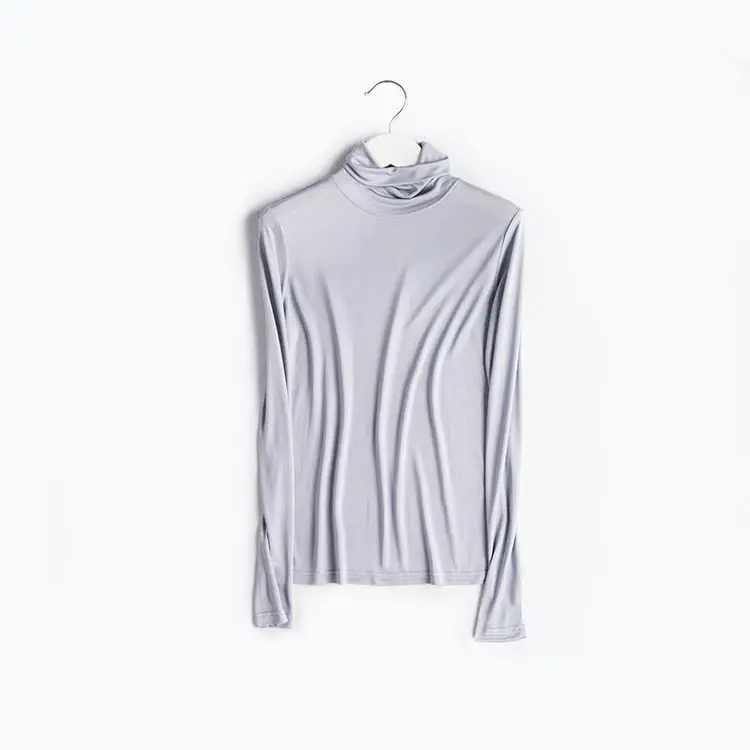 Long Sleeve Silky Turtleneck Blouse_7