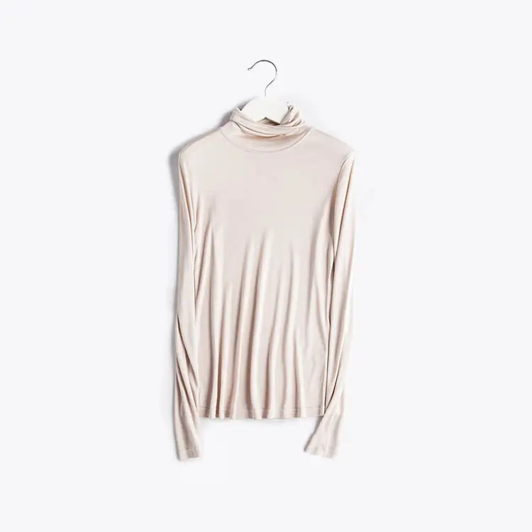 Long Sleeve Silky Turtleneck Blouse_10