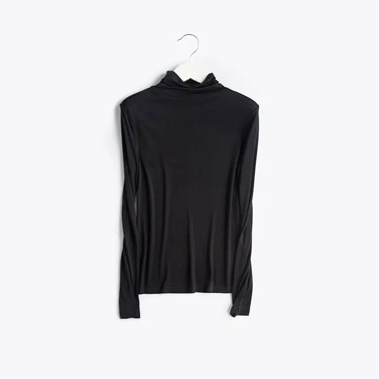 Long Sleeve Silky Turtleneck Blouse_13
