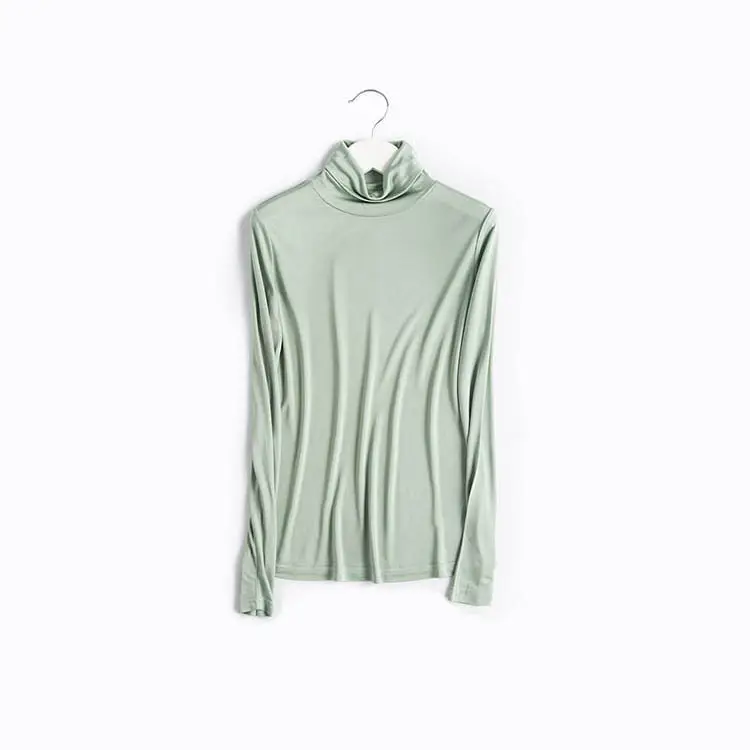 Long Sleeve Silky Turtleneck Blouse_18