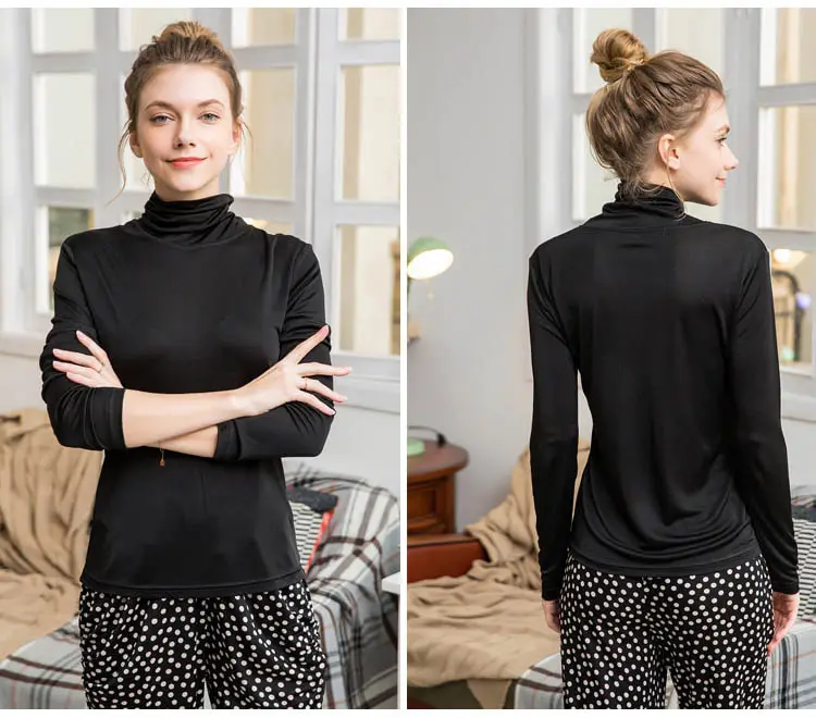 Long Sleeve Silky Turtleneck Blouse_19