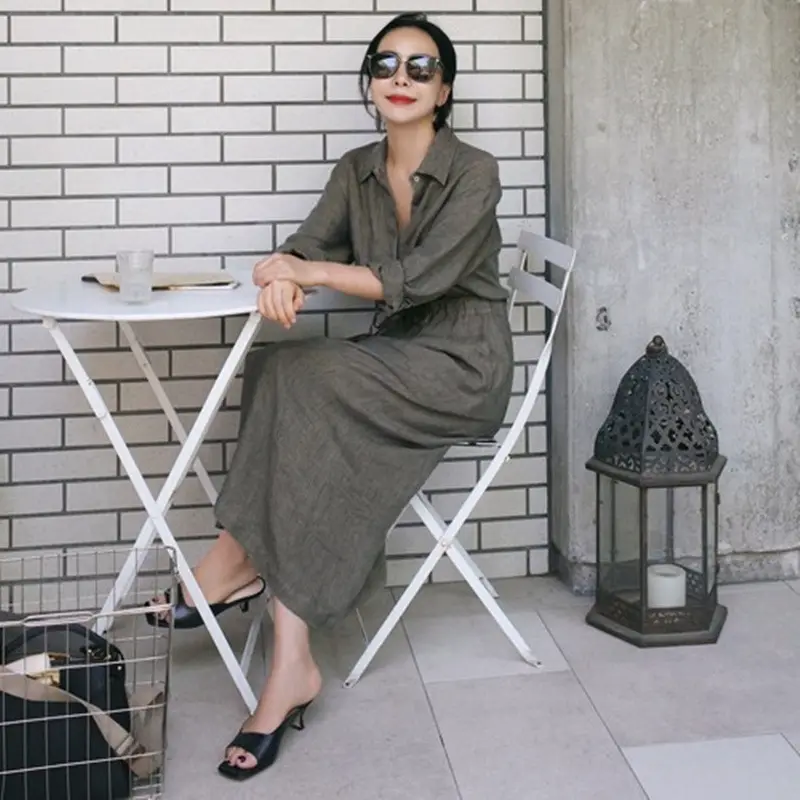 Ankle Length Linen Dress_2