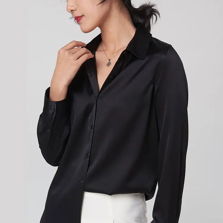 Sleek Long Sleeve Satin Blouse_4