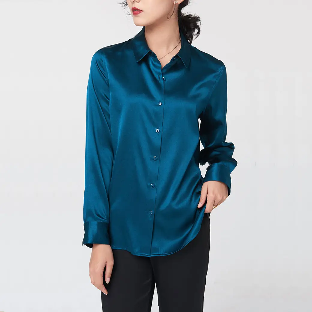 Sleek Long Sleeve Satin Blouse_9