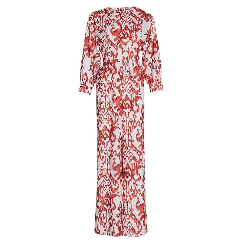 High Waist Slim Fit Straight-Leg Jumpsuit_4_Red