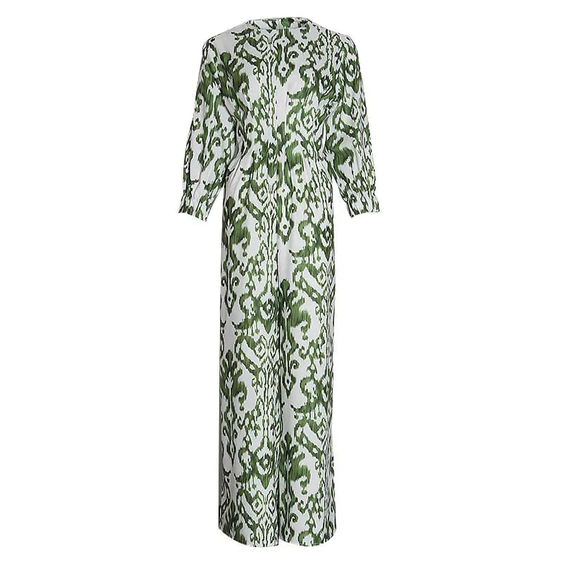 High Waist Slim Fit Straight-Leg Jumpsuit_5_Green