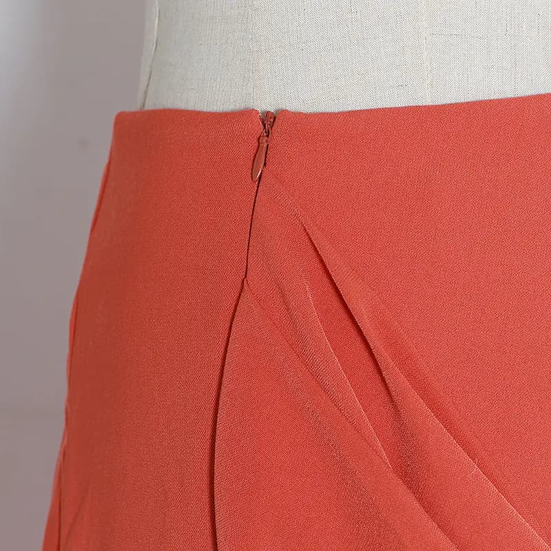 Orange Asymmetrical High Waist Skirt with Slit_1