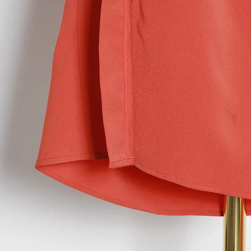 Orange Asymmetrical High Waist Skirt with Slit_2