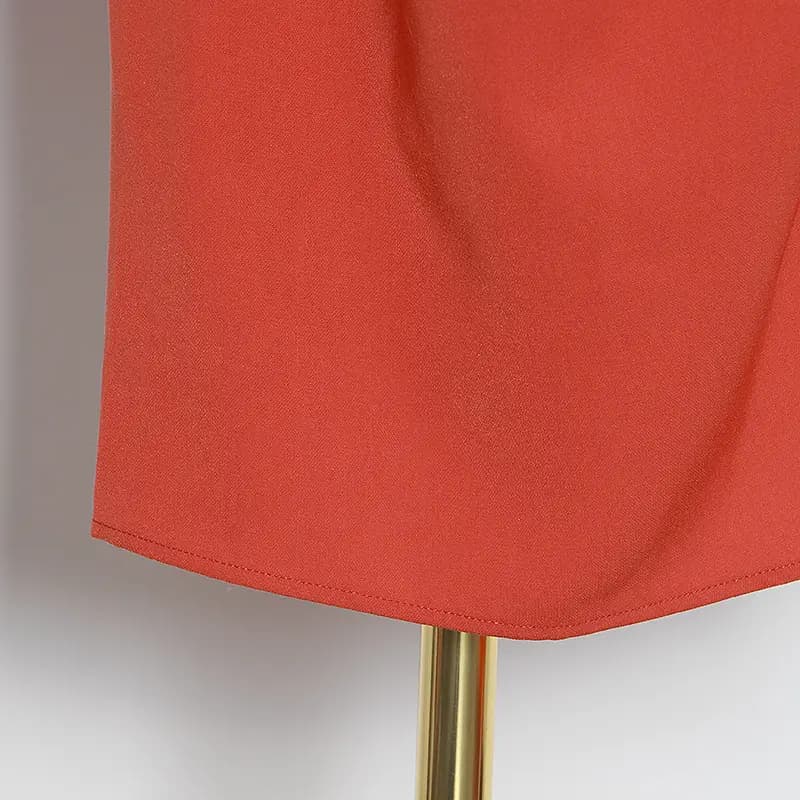 Orange Asymmetrical High Waist Skirt with Slit_4