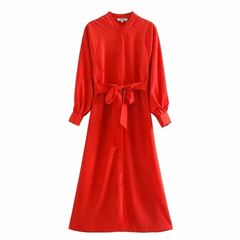 Red Midi Summer Dress_5